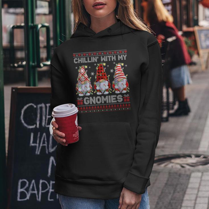 Chillin With My Gnomies Ugly Christmas Sweaters Pajama Xmas Women Hoodie Unique Gifts