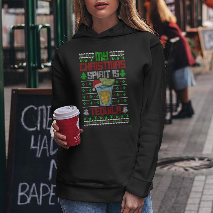My Christmas Spirit Is Tequila Drinking Ugly Sweater Women Hoodie Funny Gifts