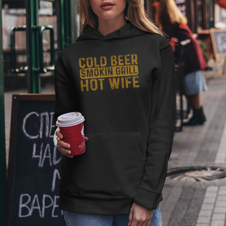 Cold Beer Smoking Grill Hotwife Husband Wife Bbq Joke Women Hoodie Funny Gifts