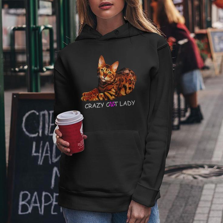 Colorful Crazy Bengal Cat Lady Funny Kitty Kitten Lover Gift Women Hoodie Unique Gifts