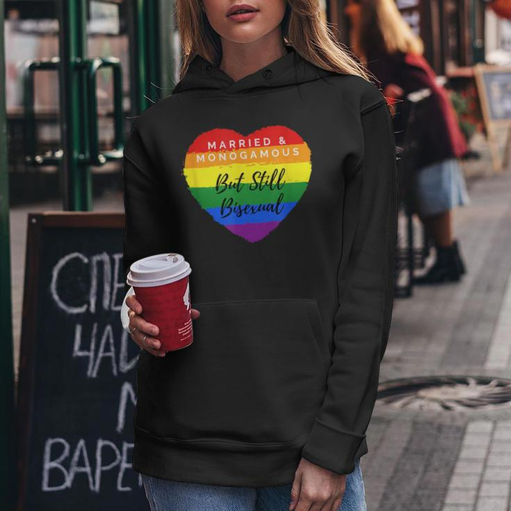 Cool Pride Married But Still Bisexual Rainbow Heart Women Hoodie Unique Gifts