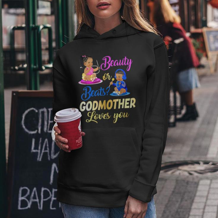 Cute Beauty Or Beat Godmother Loves You Gender Reveal Party Women Hoodie Funny Gifts