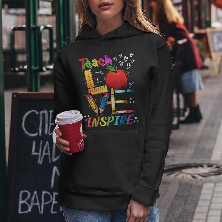 Cute Teach Love And Inspire Teacher Back To School Women Hoodie Unique Gifts