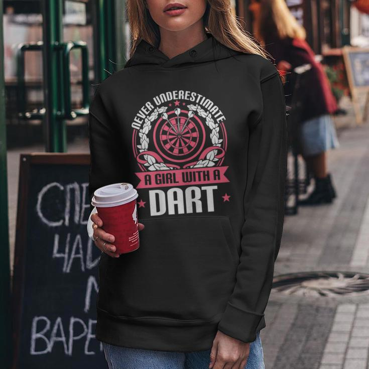 Dart Player Cool Quote Never Underestimate A Girl With Darts Gift For Womens Women Hoodie Funny Gifts