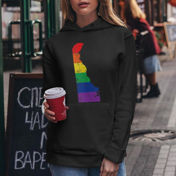 Delaware Pride Rainbow Flag Map Gay Lesbian Lgbt Support Women Hoodie Unique Gifts