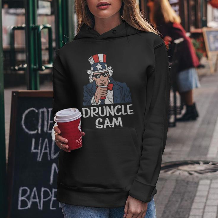 Druncle Sam Funny Uncle Sam Beer 4Th Of July Party Drinking Drinking Funny Designs Funny Gifts Women Hoodie Unique Gifts