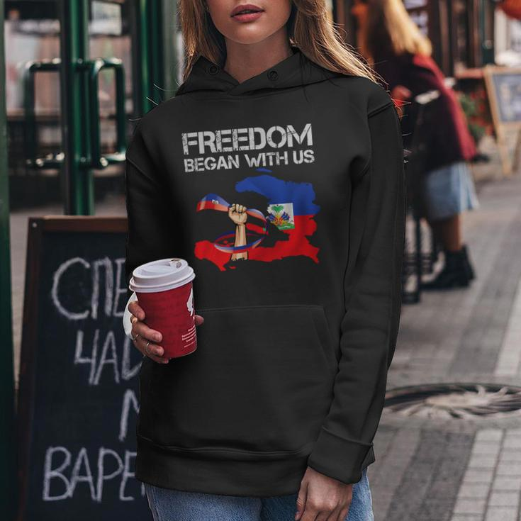 Freedom Began With Us Haitian Flag Happy Independence Day Women Hoodie Unique Gifts