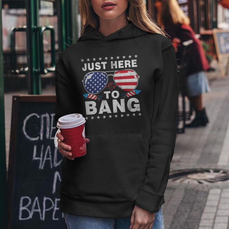 Funny 4Th Of July Im Just Here To Bang Usa Flag Sunglasses 2_1 Women Hoodie Unique Gifts