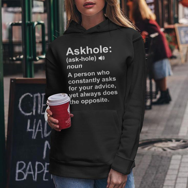 Askhole Definition Dictionary Word Gag Sarcastic Women Hoodie Unique Gifts