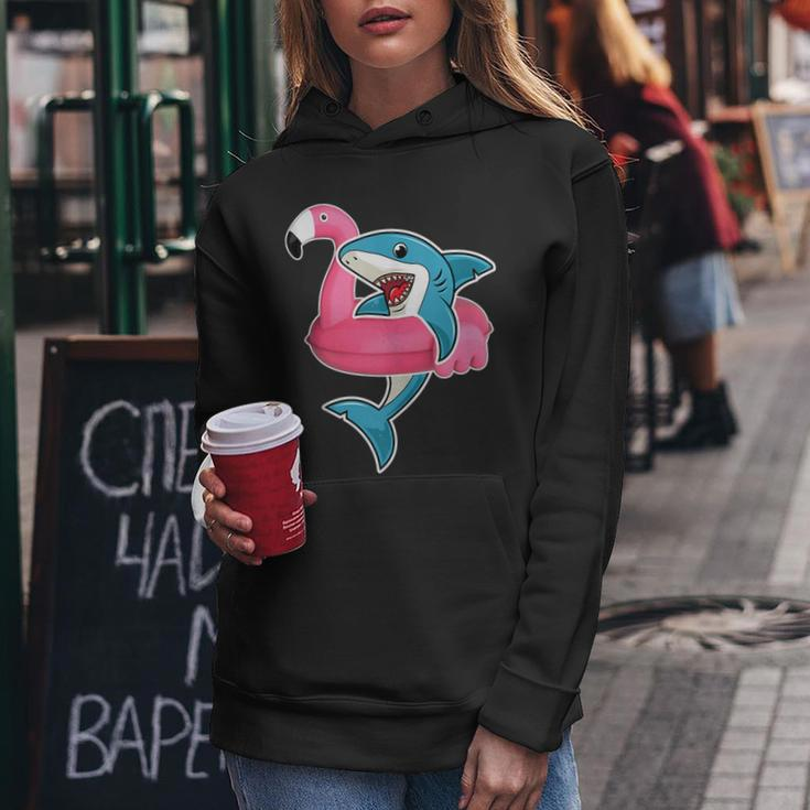 Funny Flamingo Float Summer Shark Floating Women Hoodie Unique Gifts