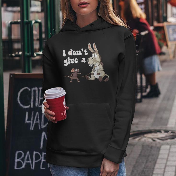 Mouse Walking A Donkey I Don't Give Rats ASs Mouse Women Hoodie Unique Gifts