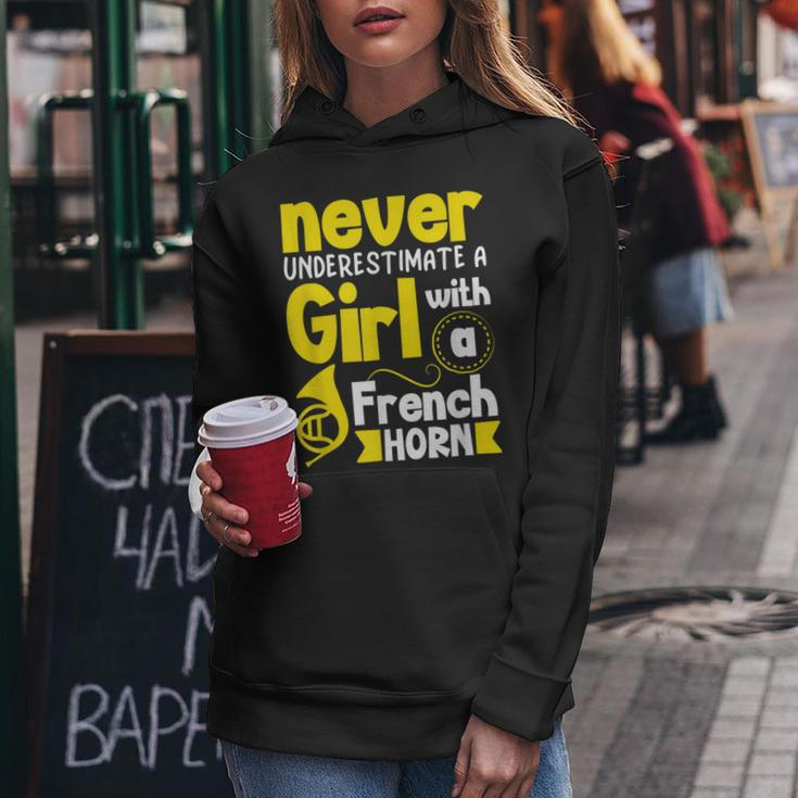 Never Underestimate A Girl With A French Horn Women Hoodie Unique Gifts
