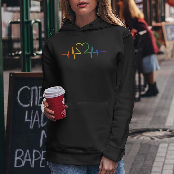 Gay Heartbeat Lgbt Pride Rainbow Flag Lgbtq Cool Les Ally Women Hoodie Unique Gifts