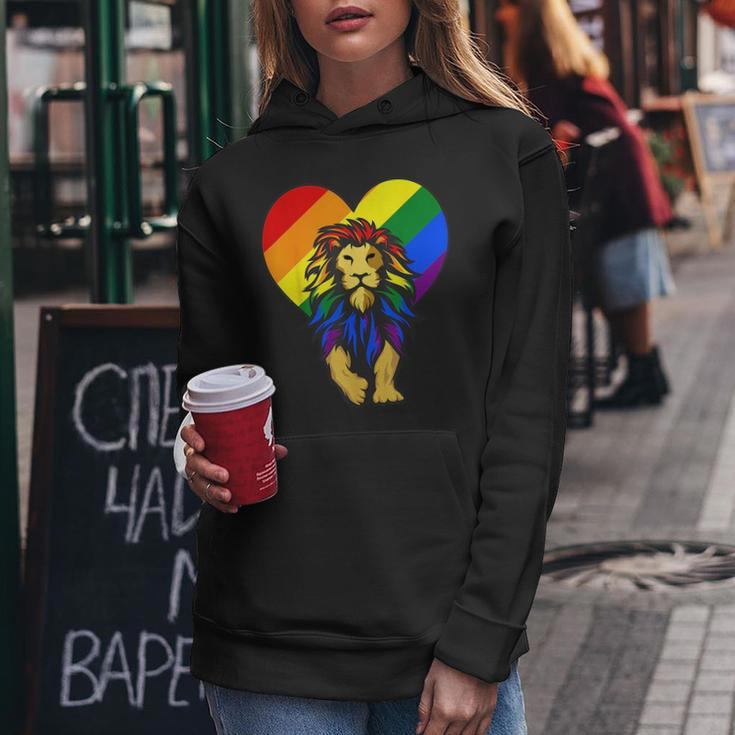 Gay Pride Lion Lgbt-Q Cool Animal Rainbow Flag Color Ally Women Hoodie Unique Gifts