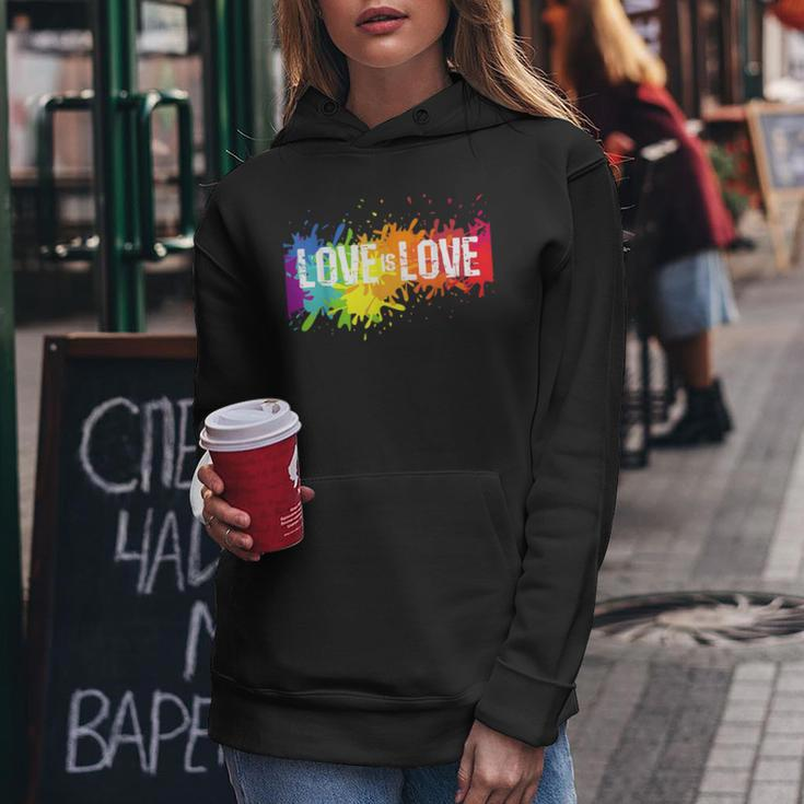 Gay Pride Love Is Love Lgbt Rainbow Flag Colors Splash Women Hoodie Unique Gifts