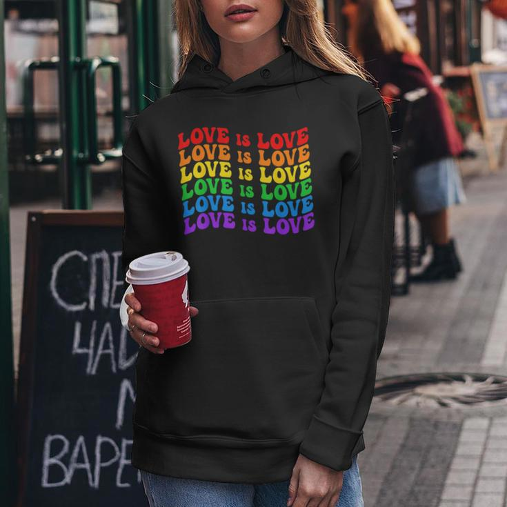 Gay Pride March Rainbow Lgbt Equality Groovy Love Is Love Women Hoodie Unique Gifts