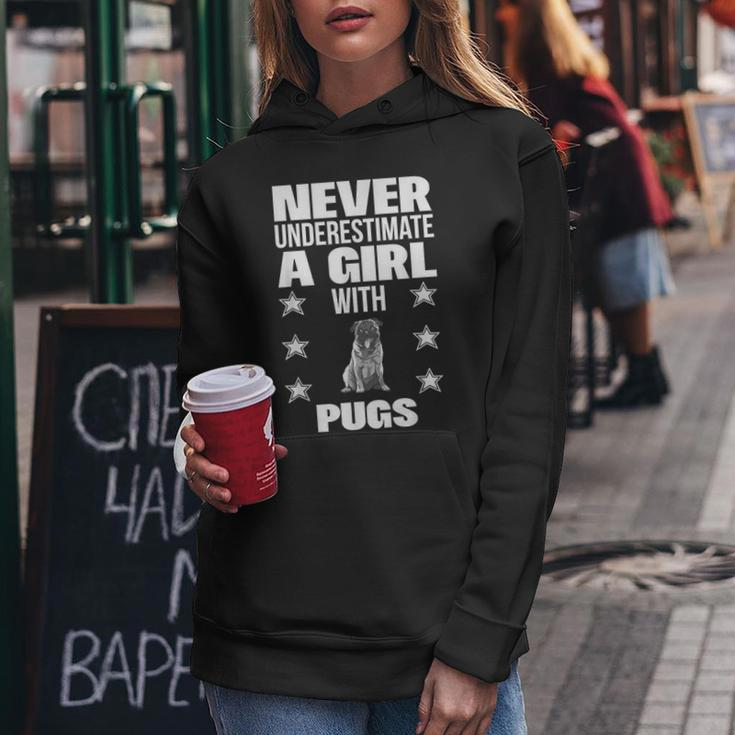 Girls Never Underestimate A Girl With Pugs Women Hoodie Unique Gifts