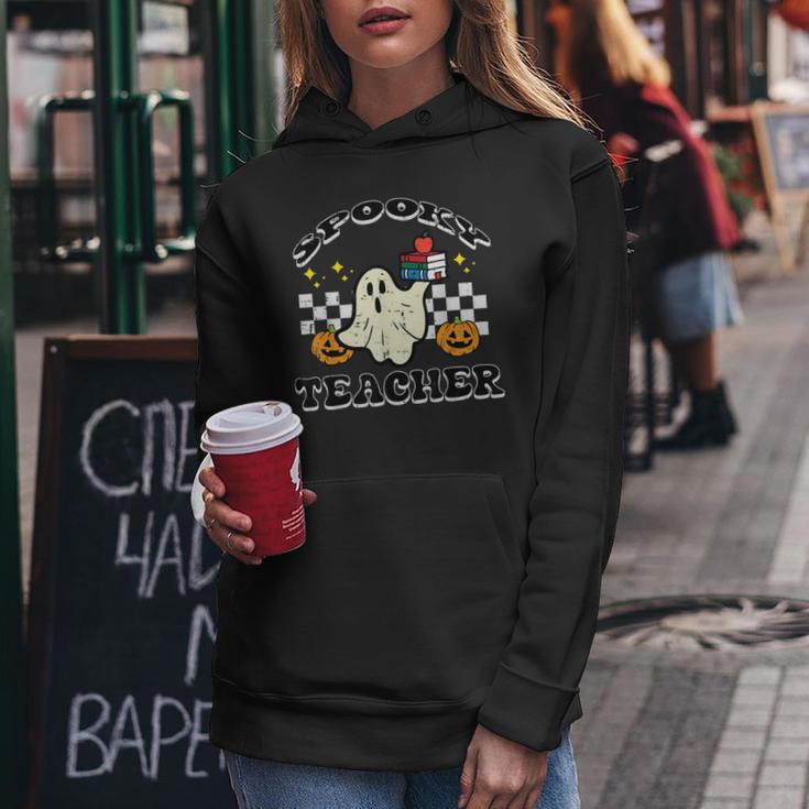 Halloween Spooky Teacher Ghost Retro Groovy Costume Women Hoodie Unique Gifts