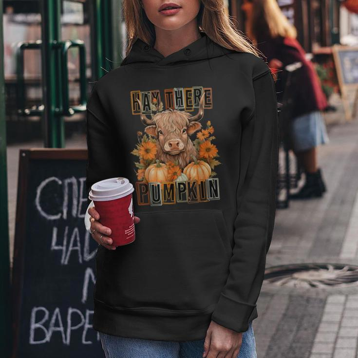 Hay There Pumkin Highland Cow Fall Autumn Thanksgiving Women Hoodie Unique Gifts