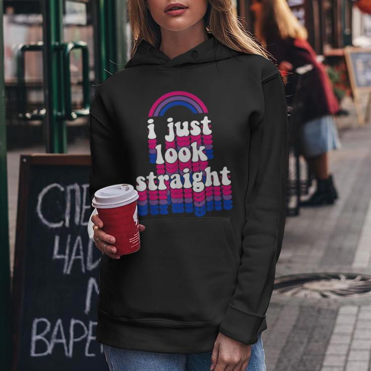 I Just Look Straight Bisexual Rainbow Bisexual Pride Love Women Hoodie Unique Gifts
