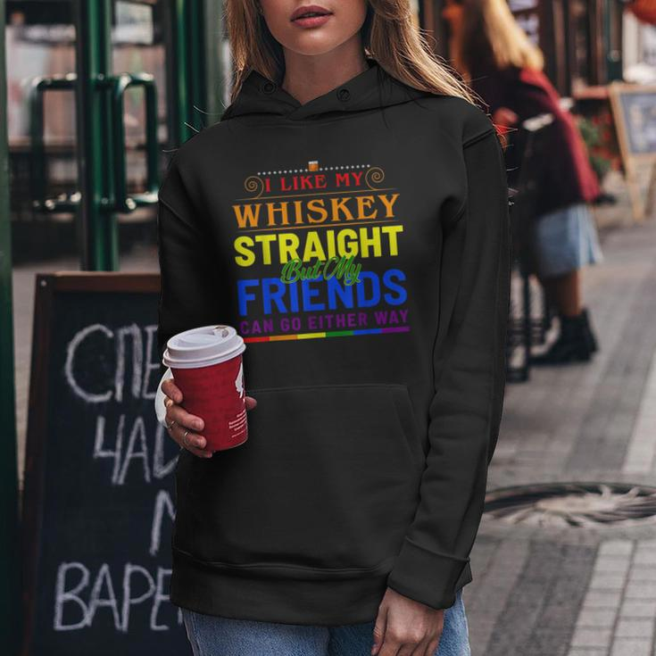 I Like My Whiskey Straight Funny Gay Pride Lgbt Rainbow Flag Women Hoodie Unique Gifts