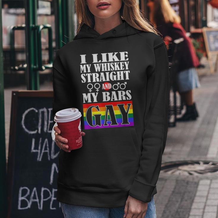 I Like My Whiskey Straight My Bars Gay Pride Lgbtq Women Hoodie Unique Gifts