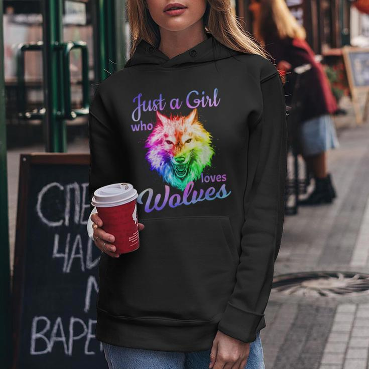 Just A Girl Who Loves Wolves Moon Wolf Girls Women Hoodie Personalized Gifts