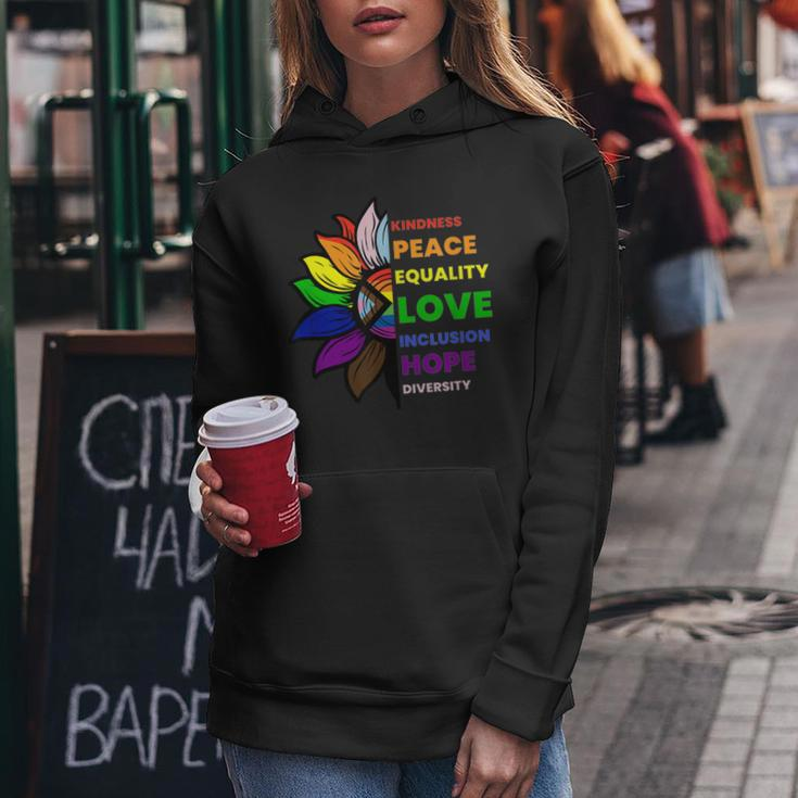 Kindness Peace Equality Sunflower Gay Pride Women Hoodie Unique Gifts