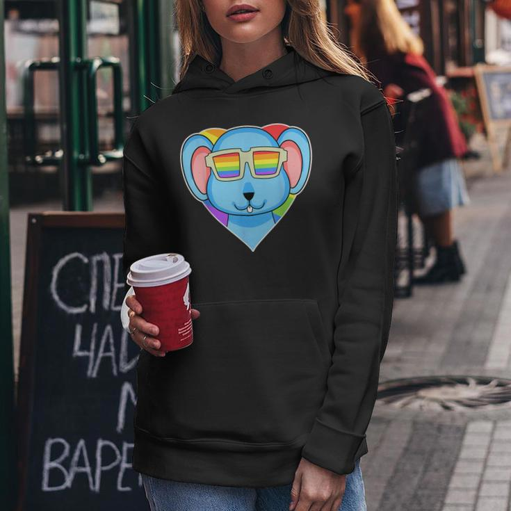 Lgbt Rainbow - Rat - Gay Pride - Lgbt Heart Animal Mouse Women Hoodie Unique Gifts