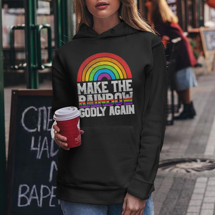 Make The Rainbow Godly Again Lgbt Flag Gay Pride Women Hoodie Unique Gifts