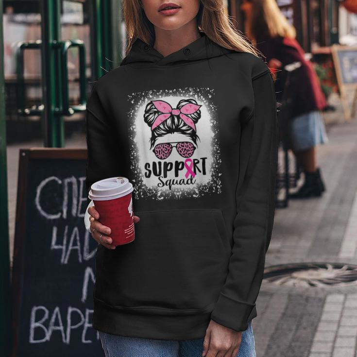 Messy Bun Glasses Pink Support Squad Breast Cancer Awareness Women Hoodie Unique Gifts