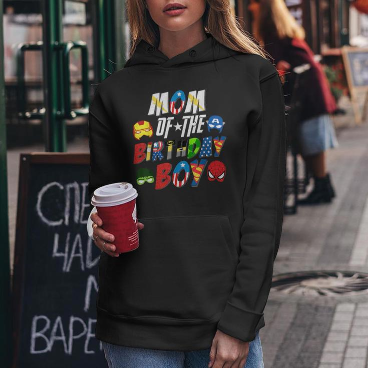 Mom Of The Superhero Birthday Boy Super Hero Family Party Women Hoodie Personalized Gifts
