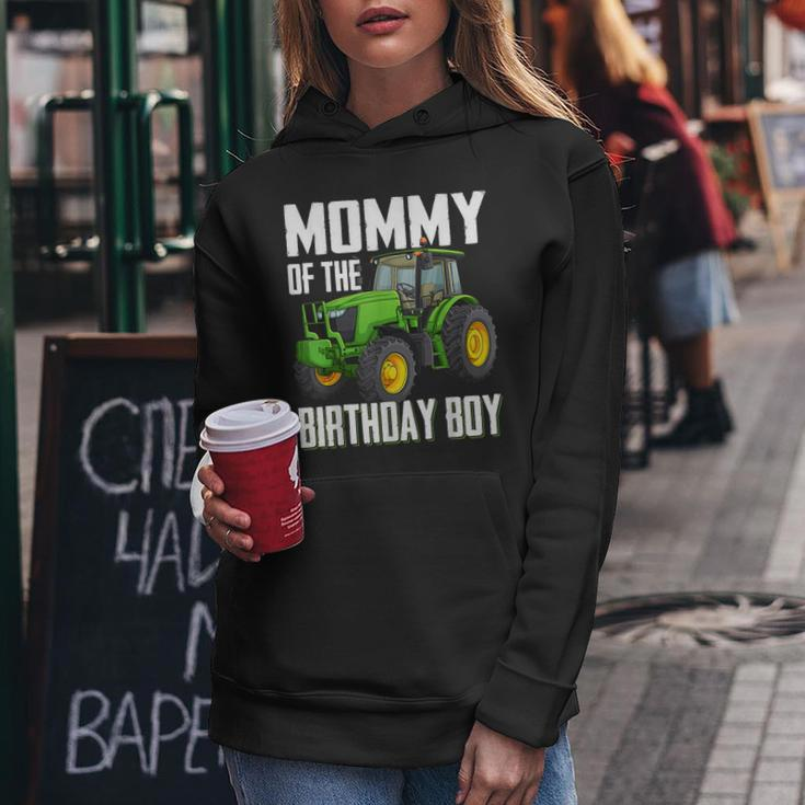 Mommy Of The Birthday Boy Family Tractors Farm Trucks Bday Women Hoodie Funny Gifts