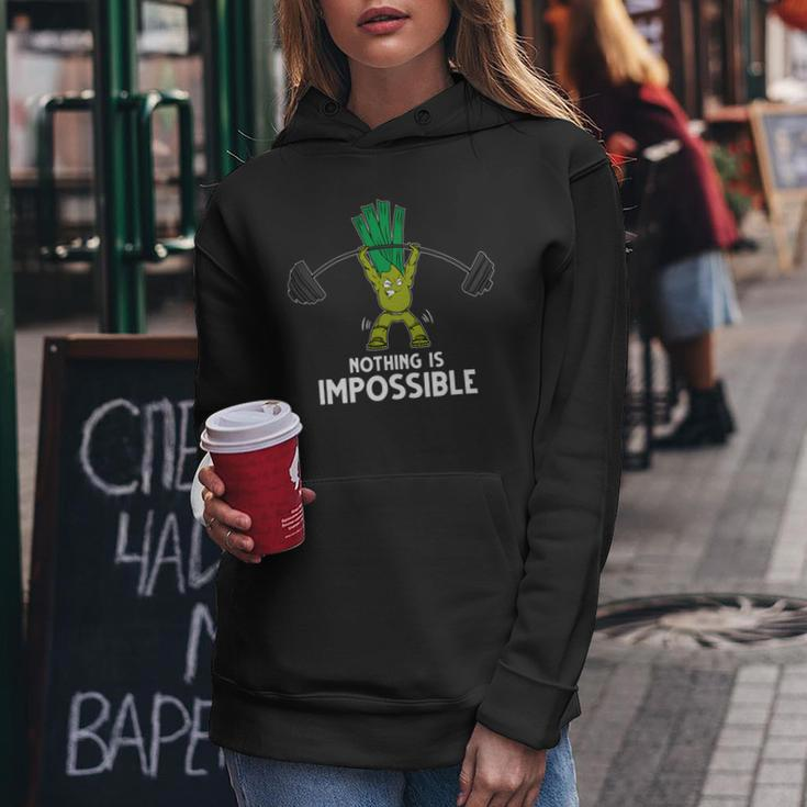 Nothing Is Impossible Leek Fitness Training Gym Vegan Women Hoodie Unique Gifts