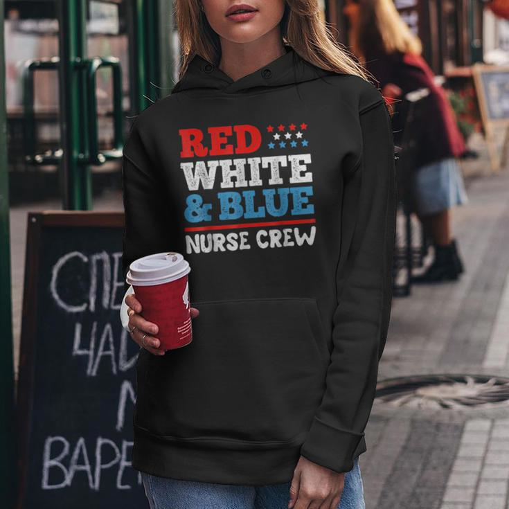 Patriotic Nurse Red White And Blue Nurse Crew American Flag Women Hoodie Unique Gifts