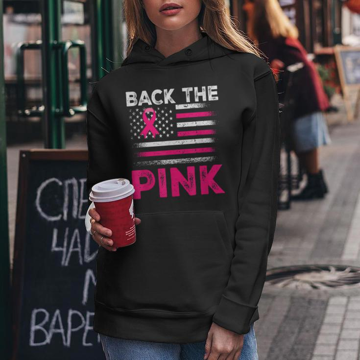 Back The Pink Ribbon Flag Breast Cancer Warrior Women Hoodie Funny Gifts