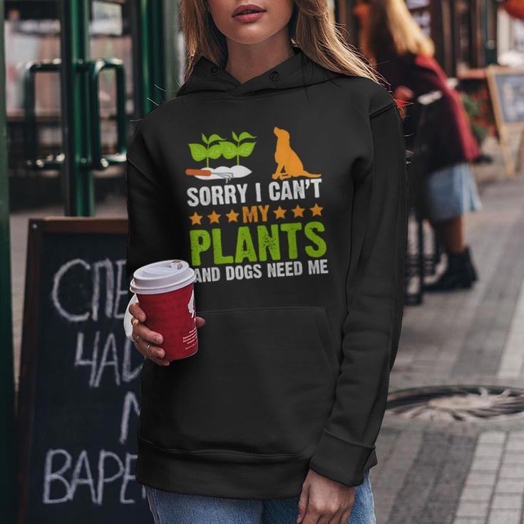 Plants And Dog Lover Gardener Funny Gardening And Dogs Lover Women Hoodie Funny Gifts