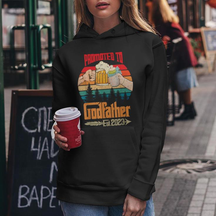 Promoted To Godfather Est 2023 Funny For New Godfather Women Hoodie Unique Gifts