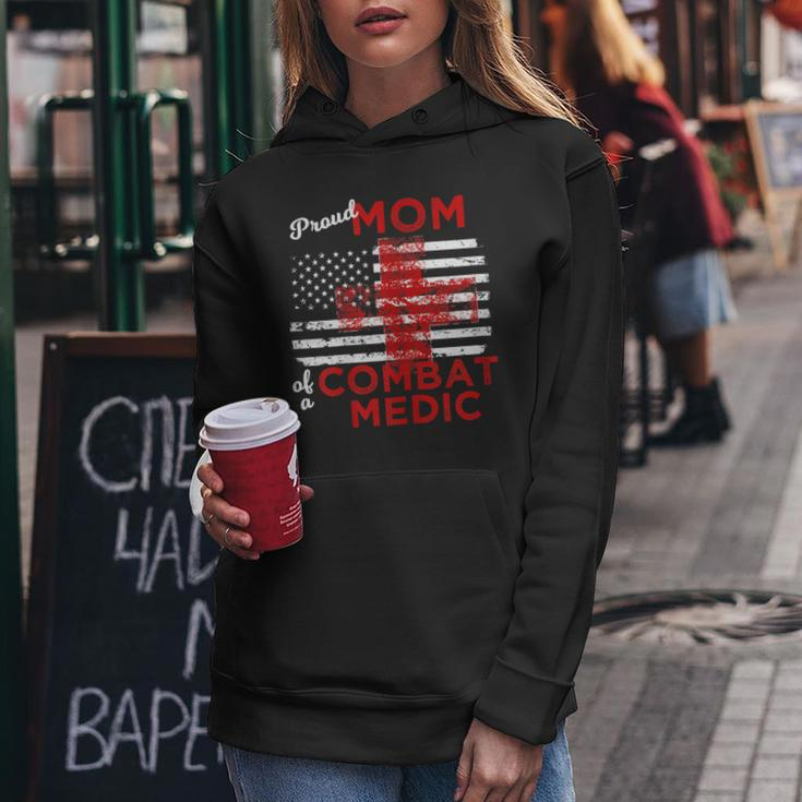 Proud Mom Of A Combat Medic Distressed American Flag Women Hoodie Unique Gifts