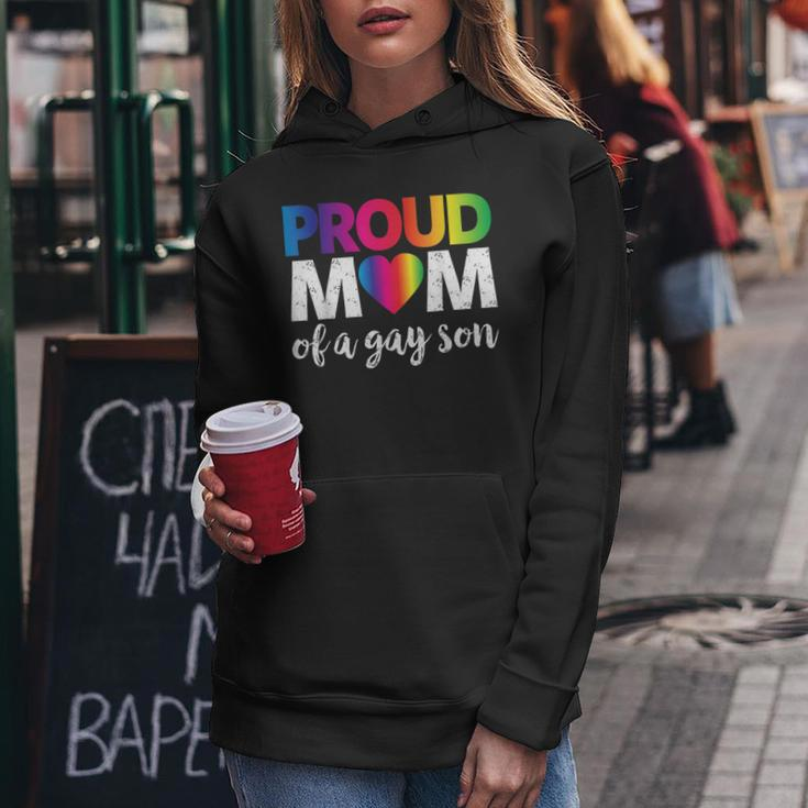Proud Mom Of A Gay Son Lgbt Pride Month Rainbow Flag Women Hoodie Unique Gifts