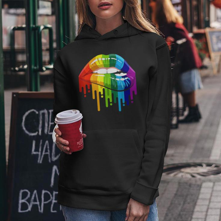 Rainbow Flag Lgbtq Be You Gay Lesbian Pride Bite Your Lip Women Hoodie Personalized Gifts