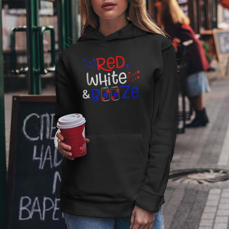 Red White And Booze Funny Adult 4Th Of July Women Hoodie Unique Gifts