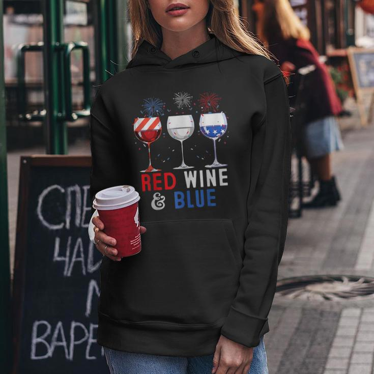 Red Wine And Blue Funny 4Th Of Julys Wine Lover Women Hoodie Unique Gifts