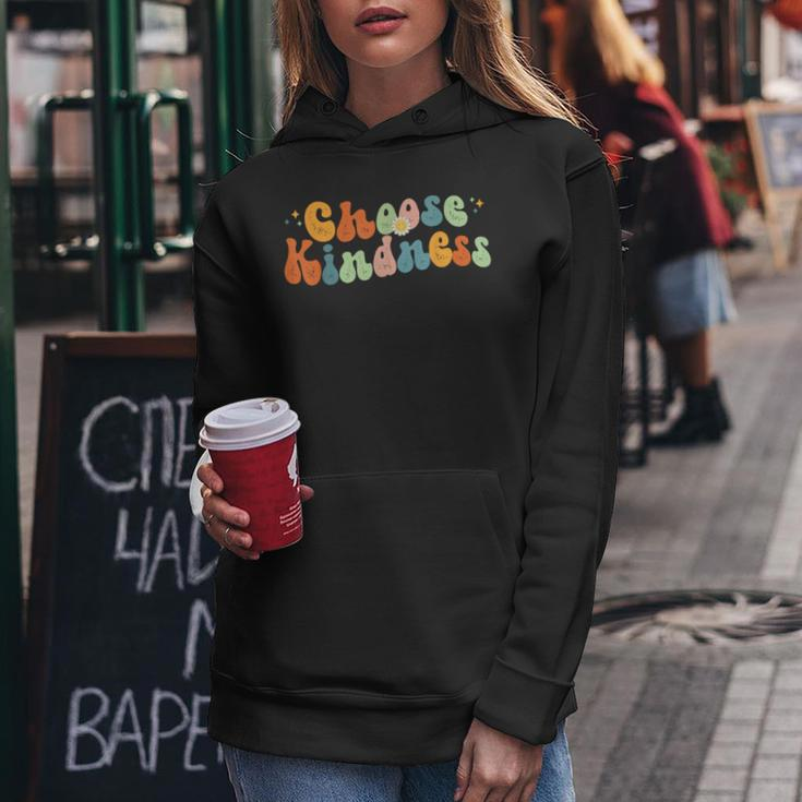 Retro Groovy Choose Kindness Be Kind Inspirational Teacher Women Hoodie Unique Gifts