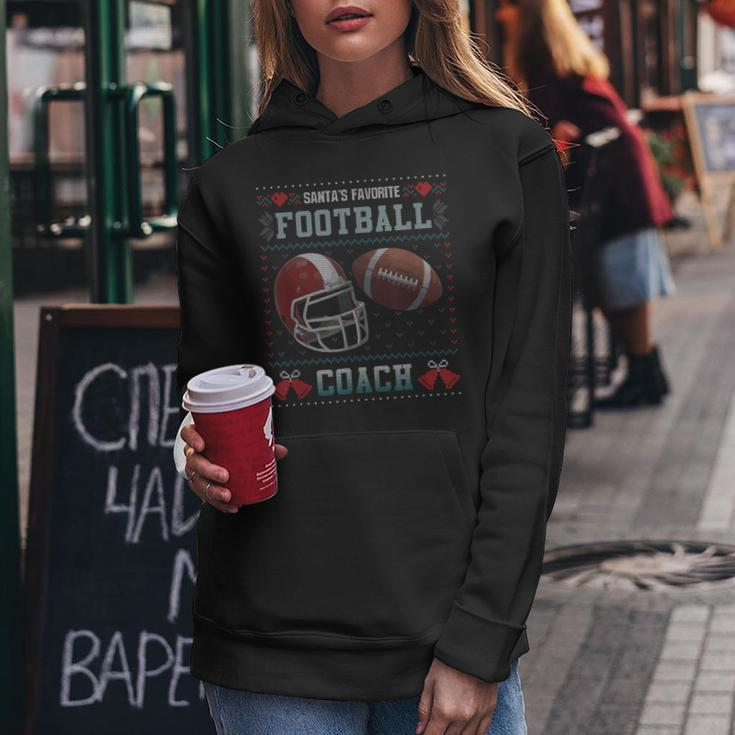 Santas Favorite Football Coach Ugly Christmas Sweater Women Hoodie Unique Gifts