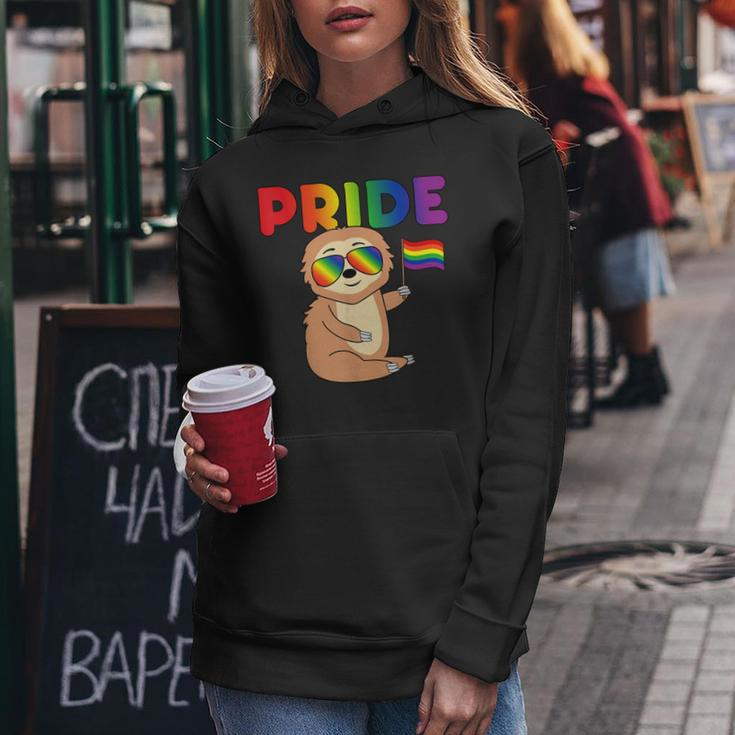 Sloth Gay Pride Rainbow Flag Proud Lgbtq Cool Lgbt Ally Women Hoodie Unique Gifts