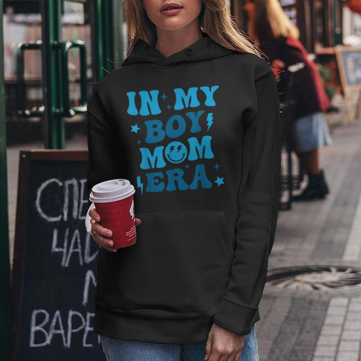Smile Face In My Boy Mom Era Groovy Mom Of Boys Women Hoodie Unique Gifts