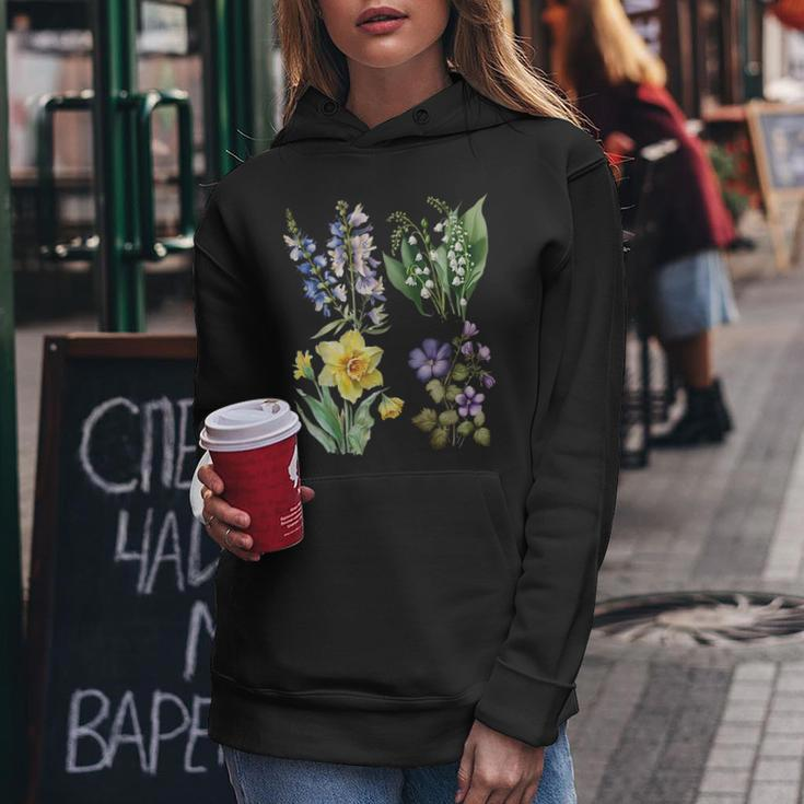 Spring Botanical Flowers Lily Valley Daisy Violet Daffodil Women Hoodie Unique Gifts