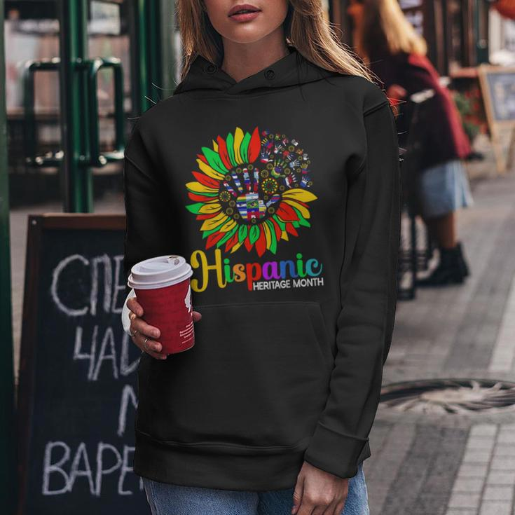 Sunflower Latino Hispanic Heritage Month Roots And Flags Women Hoodie Funny Gifts