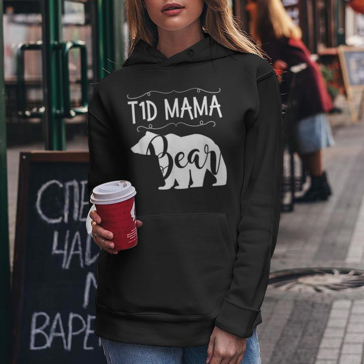 T1d Mama Bear Type1 Diabetes T1Mom Awareness Women Hoodie Unique Gifts
